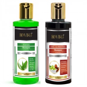 Doviko Natural Aloe Vera And Reetha Shampoo - Pack of 2 (420ML) - Front