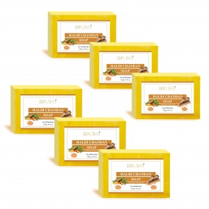 Doviko Haldi Chandan Soap - Natural & Pure Soap - Front - Pack of 6 (750gm)